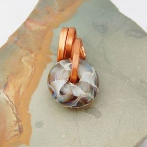 Handblown glass and copper pendant